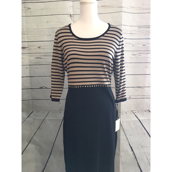 Calvin Klein Dresses & Skirts - Calvin Klein Striped Gold Stud Dress NWT Medium